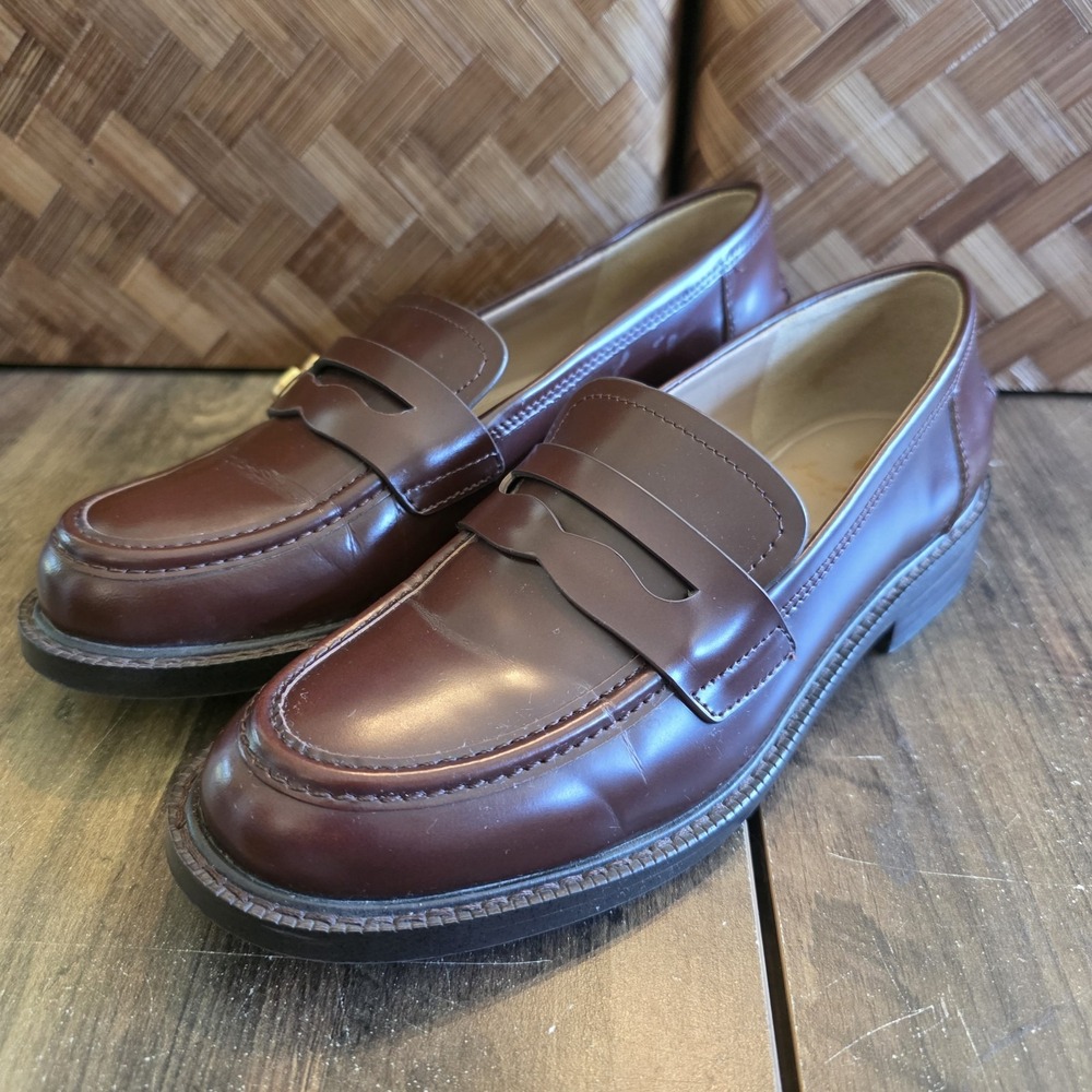 Sam Edelman Shoes Women's Size 5.5M Brown Leather Penny Loafers Colin Slip Ons